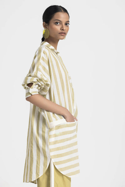 DRAWSTRING SHIRT - MOSS GREEN
