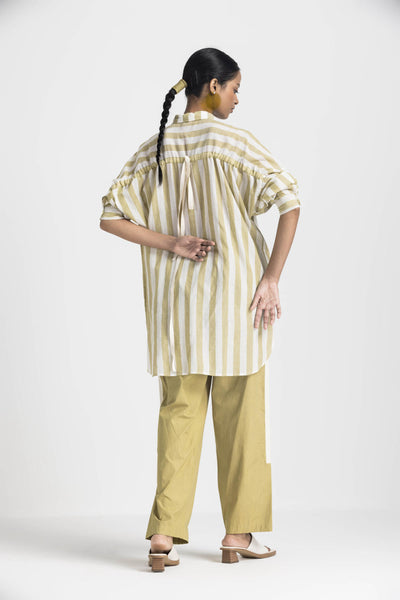 DRAWSTRING SHIRT CO ORD - MOSS GREEN