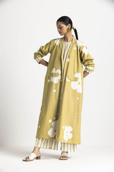 FRONT GATHER DRESS - MOSS GREEN