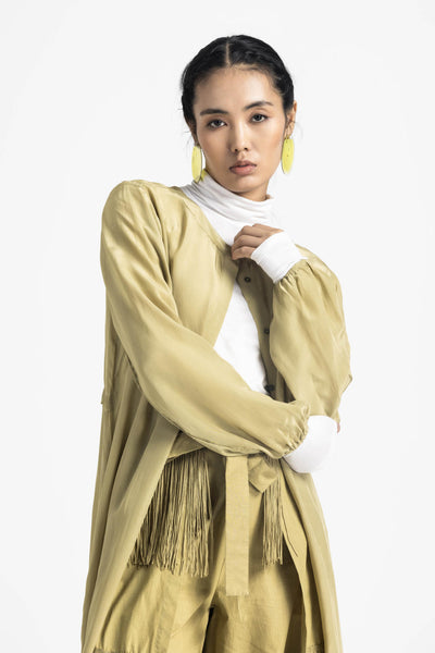 FRINGE SKIRT PANT CO ORD - MOSS GREEN