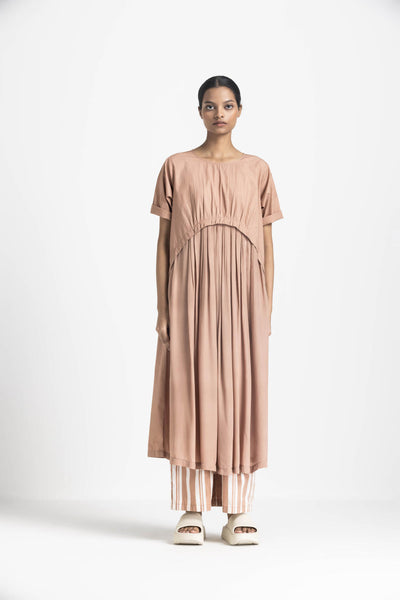 YOKE GATHER DRESS CO ORD - CHAMPAGNE