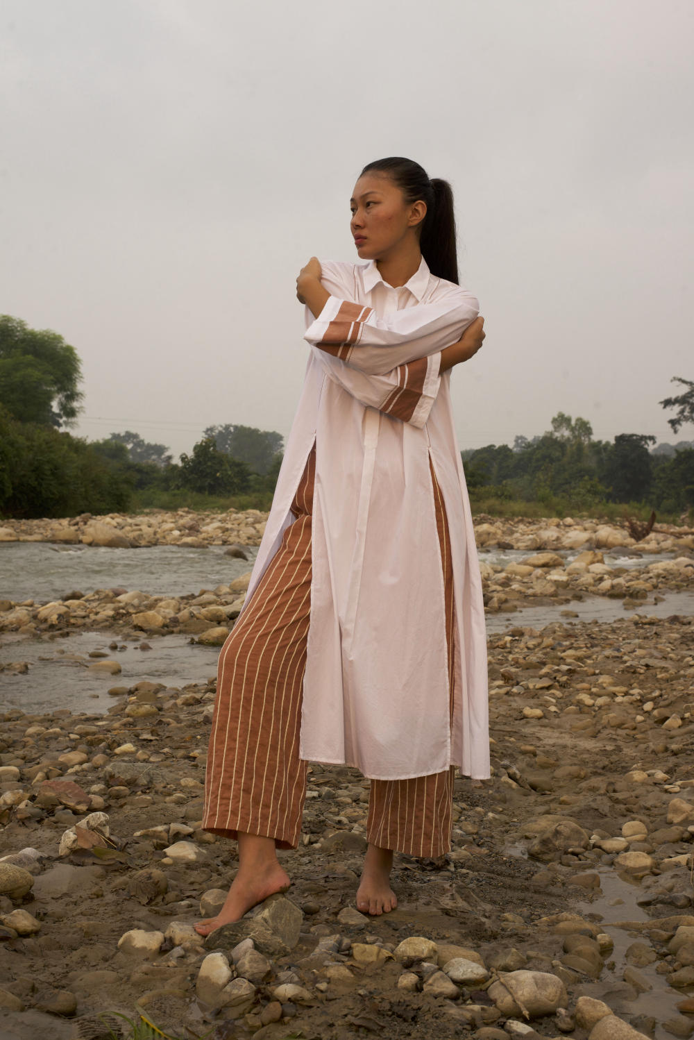 WIDE SLEEVE SHIRT CO ORD - CHAMPAGNE