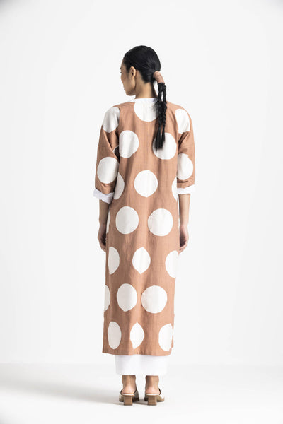 HIGH SLIT APPLIQUE TUNIC - CHAMPAGNE