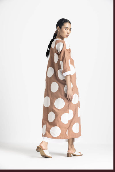 HIGH SLIT APPLIQUE TUNIC - CHAMPAGNE