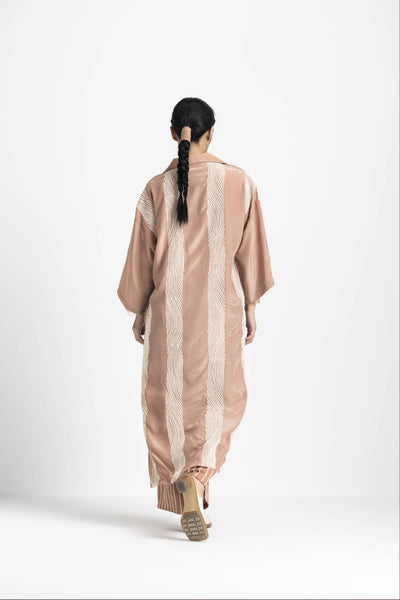 V NECK COLLARED KAFTAN - CHAMPAGNE