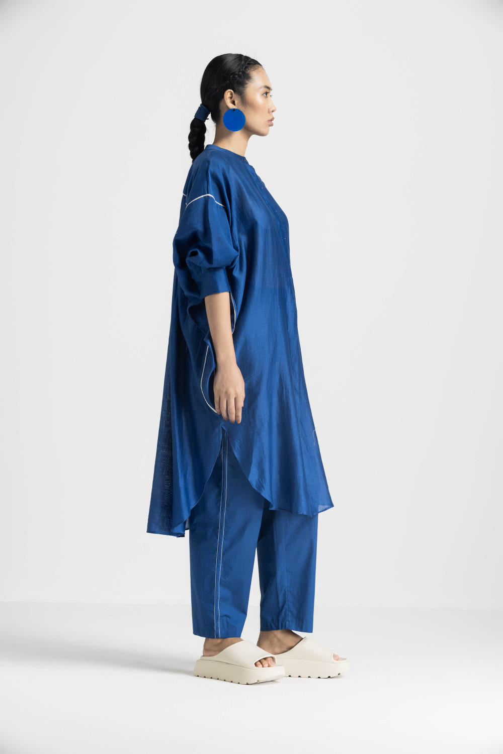 BAT SLEEVE SHIRT CO ORD - ELECTRIC BLUE