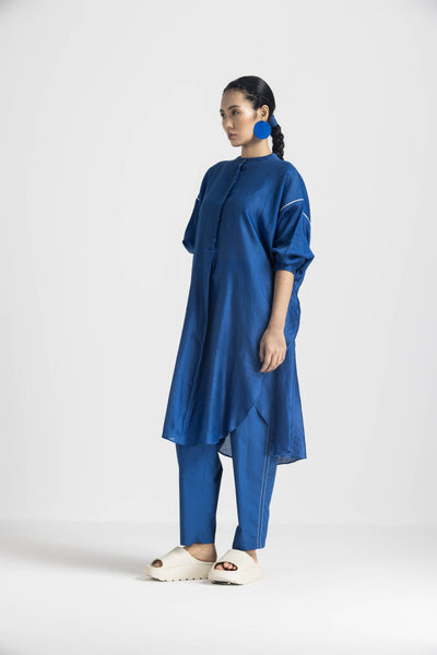 BAT SLEEVE SHIRT CO ORD - ELECTRIC BLUE