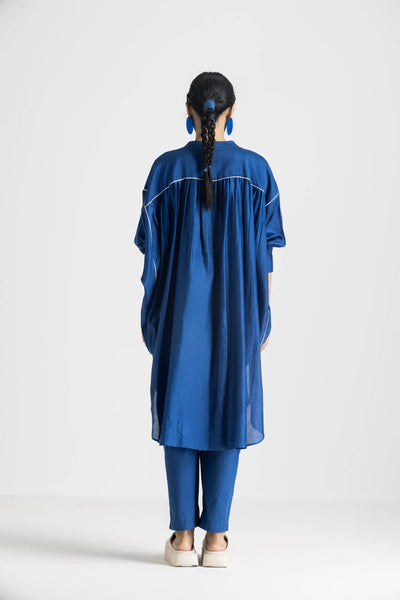 BAT SLEEVE SHIRT CO ORD - ELECTRIC BLUE