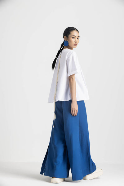 ASYMMETRIC PLEAT TOP CO ORD - ELECTRIC BLUE