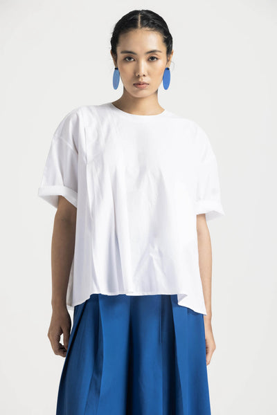 ASYMMETRIC PLEAT TOP CO ORD - ELECTRIC BLUE
