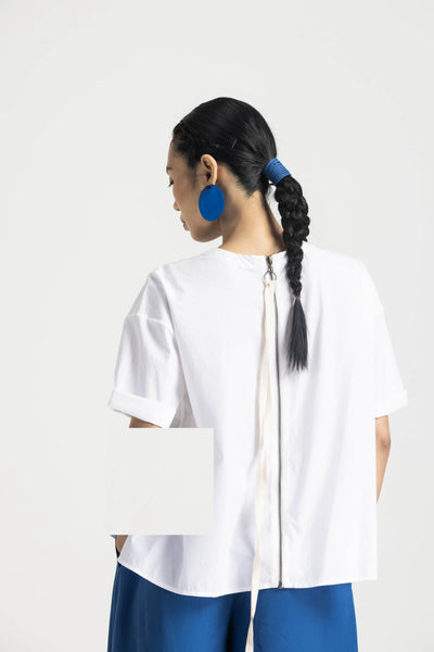 ASYMMETRIC PLEAT TOP CO ORD - ELECTRIC BLUE