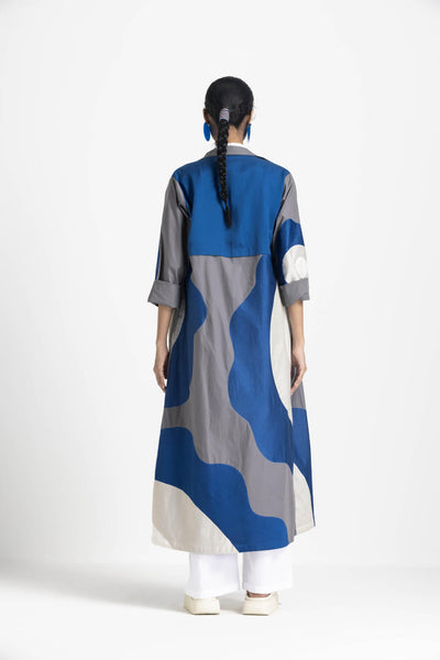 FLORAL APPLIQUE JACKET - ELECTRIC BLUE