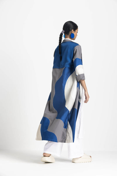 FLORAL APPLIQUE JACKET - ELECTRIC BLUE