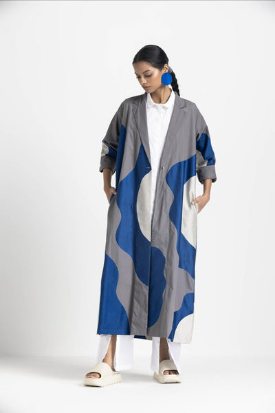 FLORAL APPLIQUE JACKET - ELECTRIC BLUE