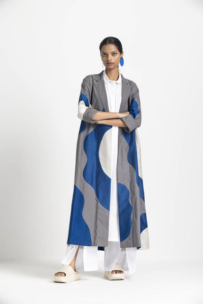 FLORAL APPLIQUE JACKET - ELECTRIC BLUE