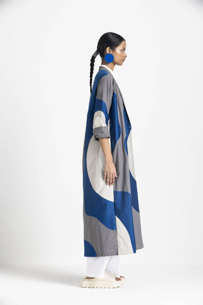 FLORAL APPLIQUE JACKET - ELECTRIC BLUE