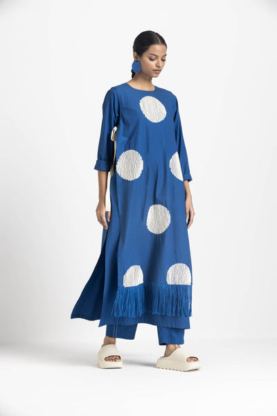 SIDE TIE OVERLAY TUNIC CO ORD - ELECTRIC BLUE