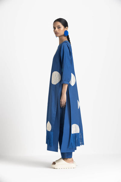 SIDE TIE OVERLAY TUNIC CO ORD - ELECTRIC BLUE
