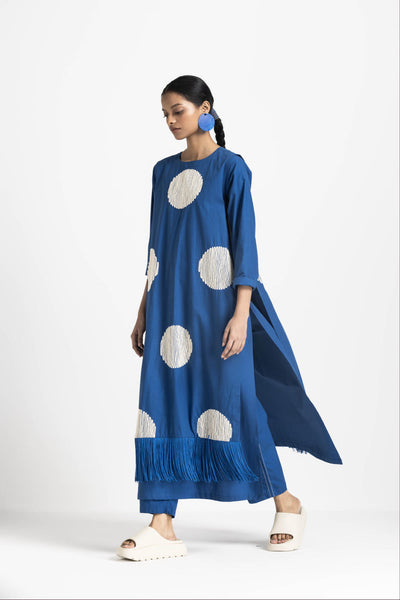 SIDE TIE OVERLAY TUNIC CO ORD - ELECTRIC BLUE