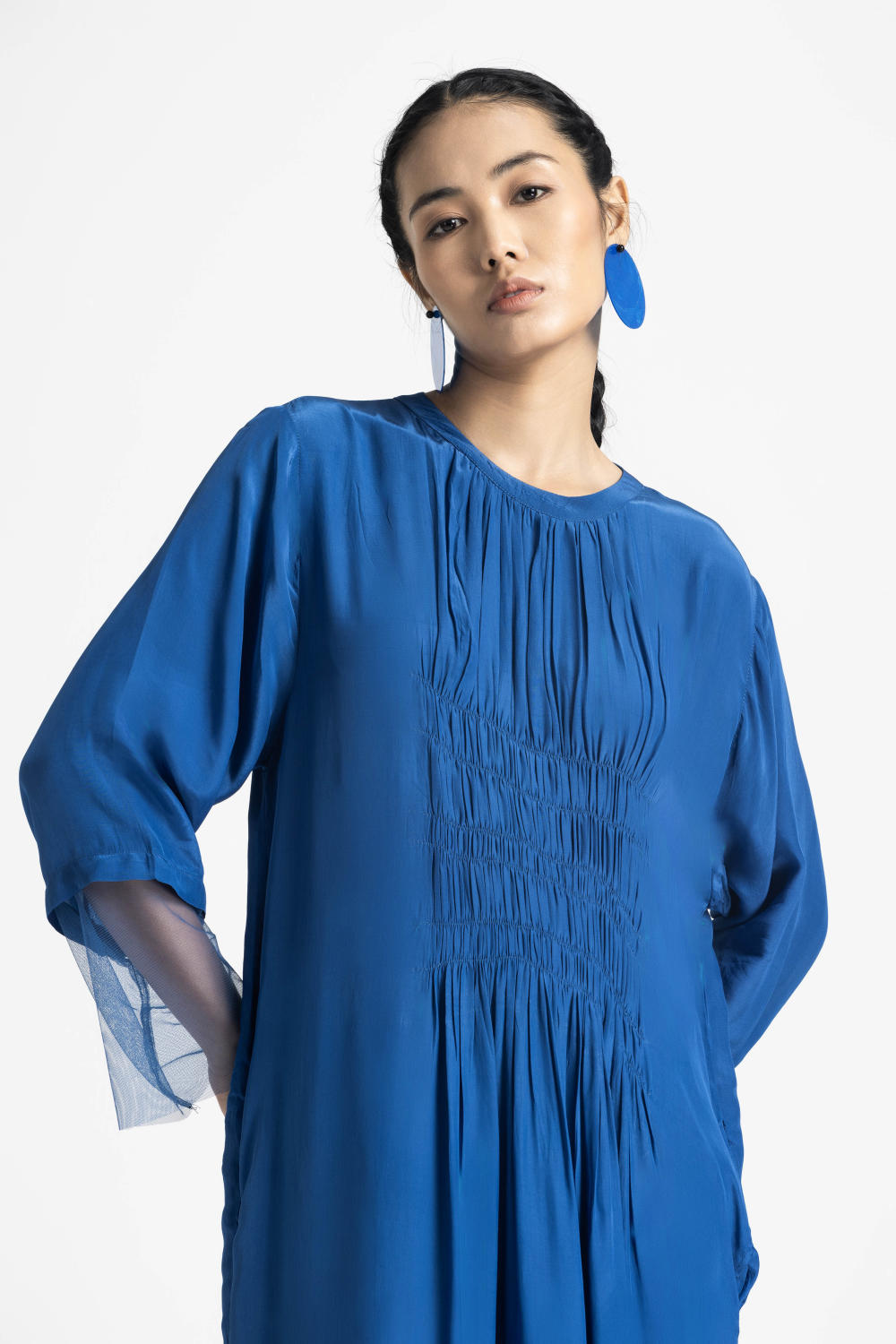 ELASTIC WAIST DRESS CO ORD - ELECTRIC BLUE