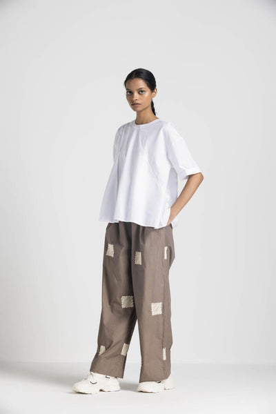 ASYMMETRIC PLEAT TOP CO ORD - CEDAR