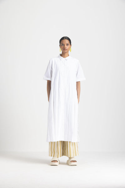 BOX PLEAT TUNIC CO ORD - WHITE