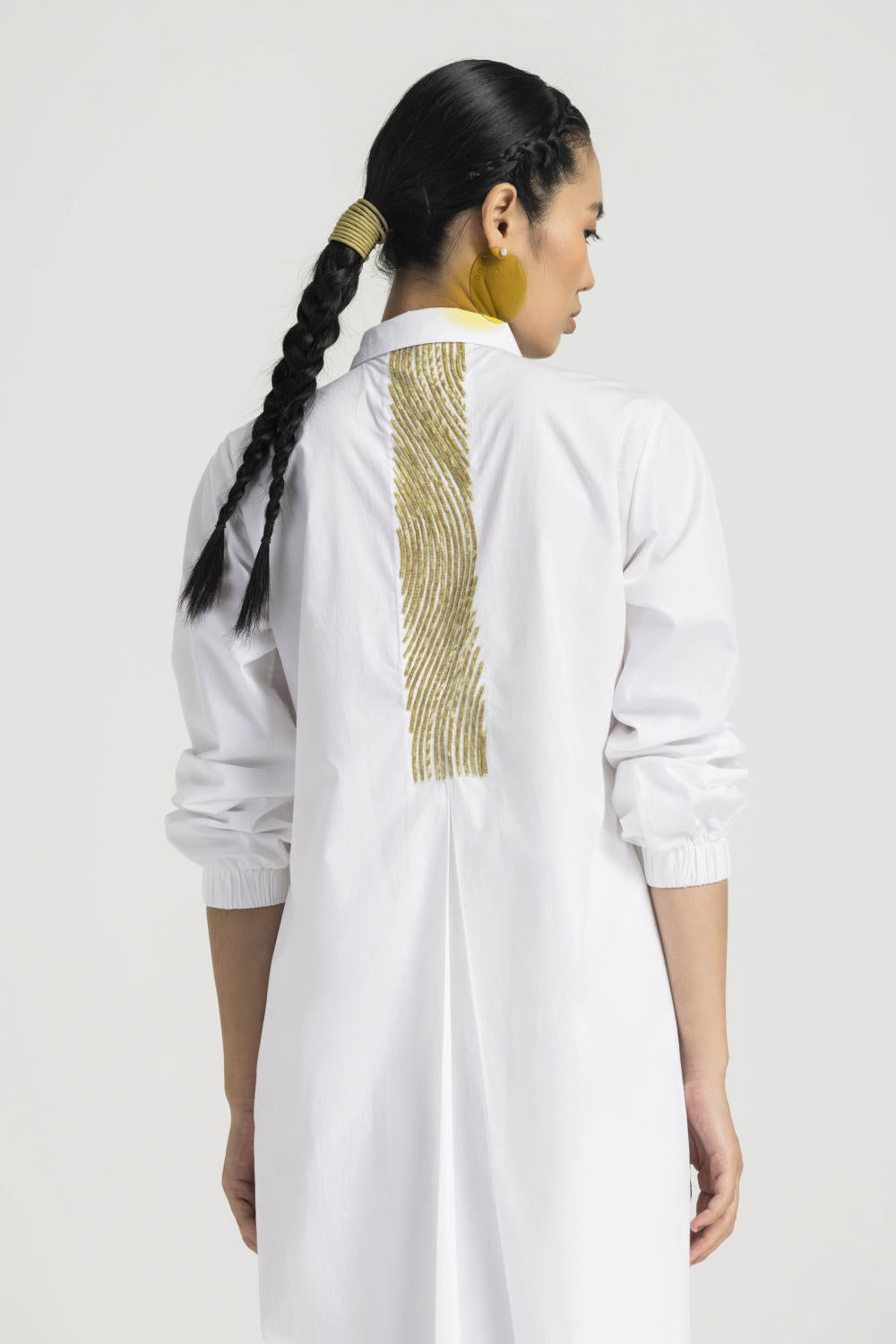 WAVE EMB. SHIRT CO ORD - WHITE