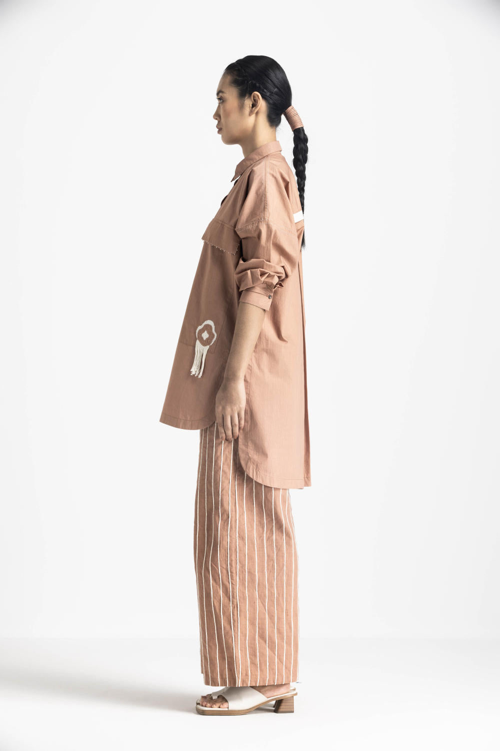 FRINGE POCKET SHIRT  - CHAMPAGNE