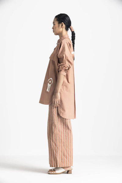 FRINGE POCKET SHIRT  - CHAMPAGNE