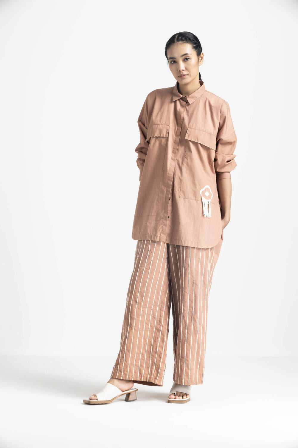 FRINGE POCKET SHIRT  - CHAMPAGNE