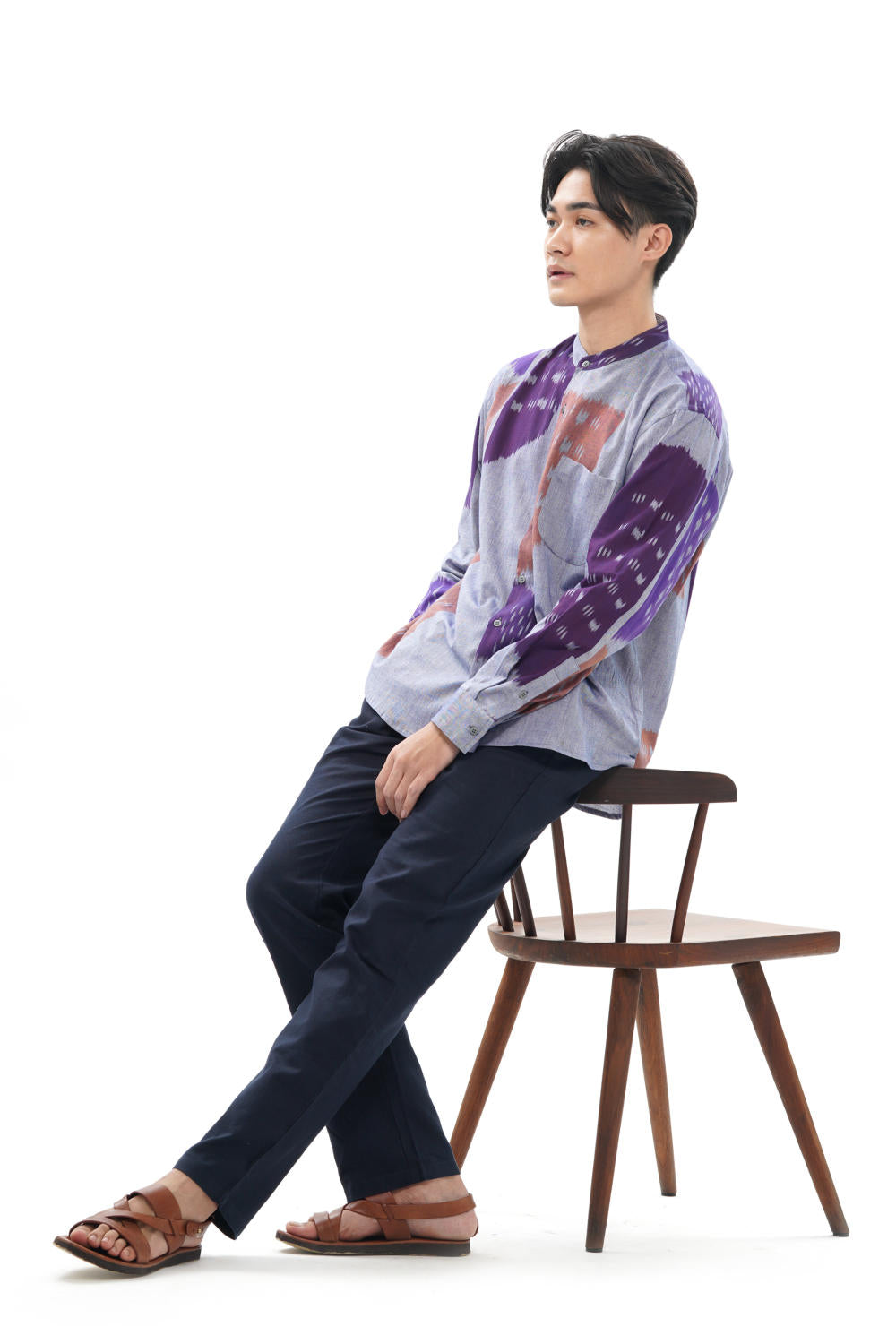 SHOBU MENS STAND IN COLLAR SHIRT