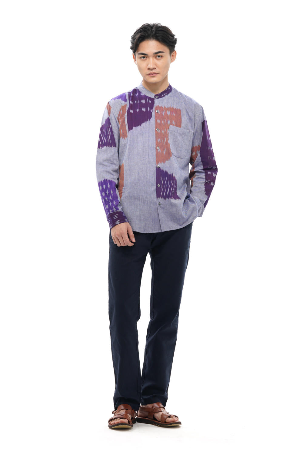SHOBU MENS STAND IN COLLAR SHIRT