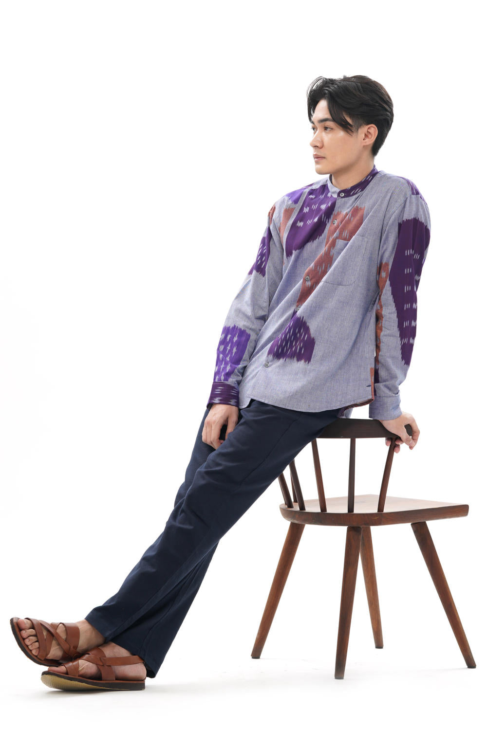 SHOBU MENS STAND IN COLLAR SHIRT