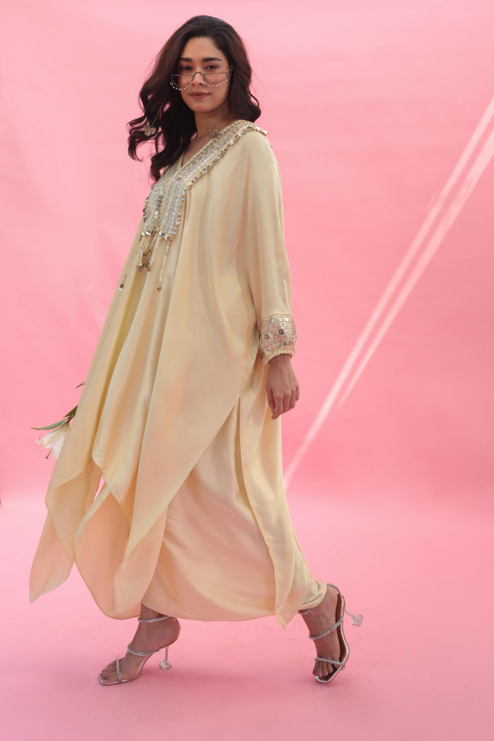 MISH Yellow Kaftan Set with Wrap Skirt