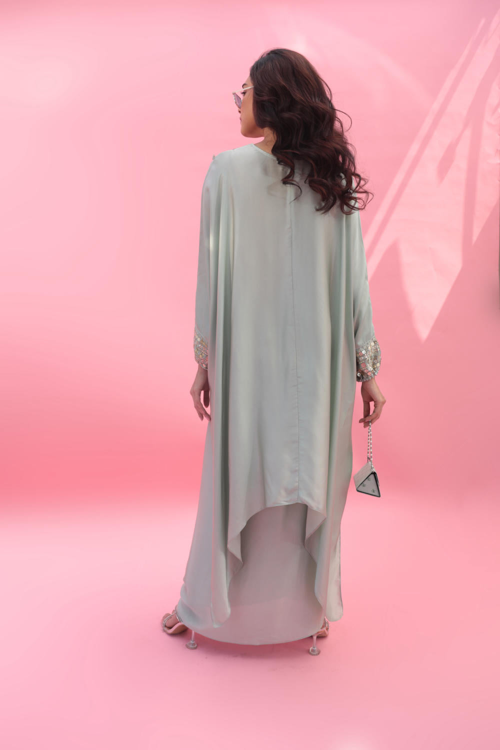 MISH Green Kaftan Set with Wrap Skirt