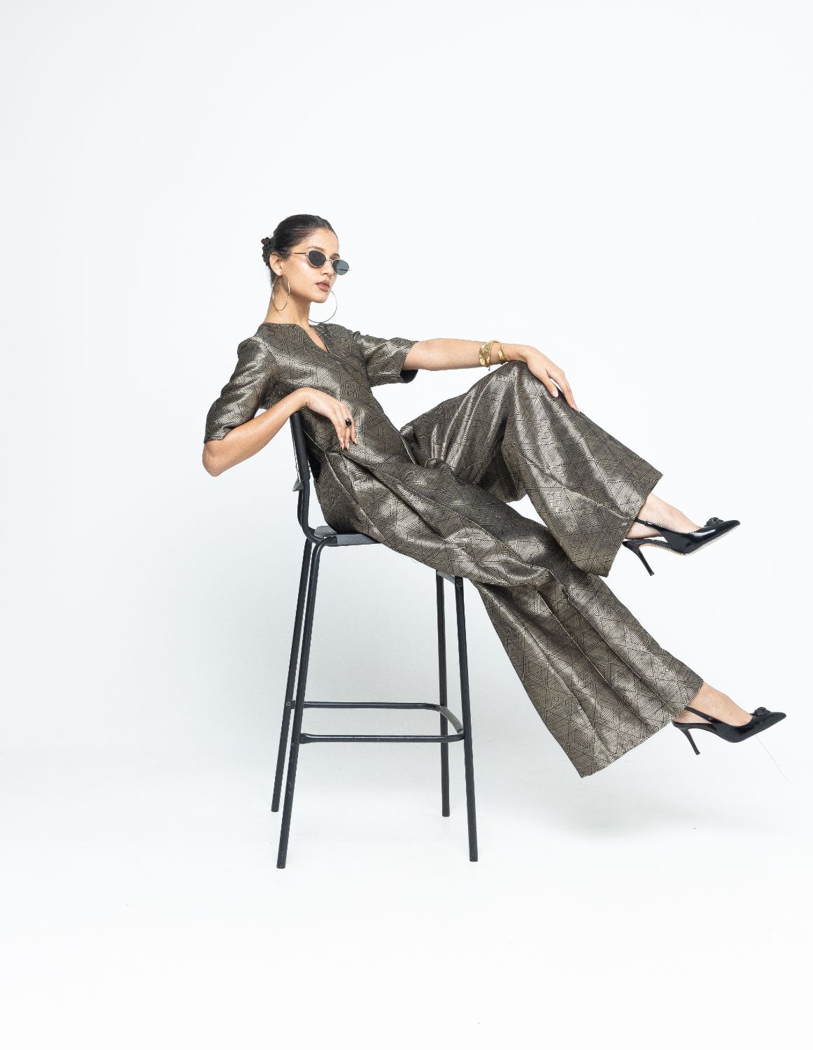 Sera - Black Metallic Jumpsuit - Black