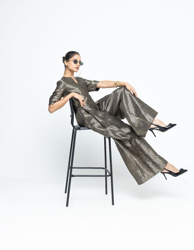 Sera - Black Metallic Jumpsuit - Black