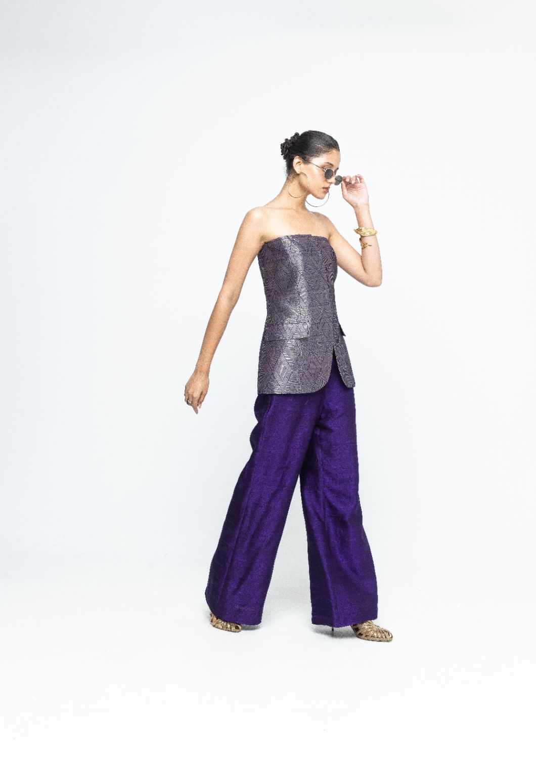 Tiya - Purple Tube Jacket set - Purple