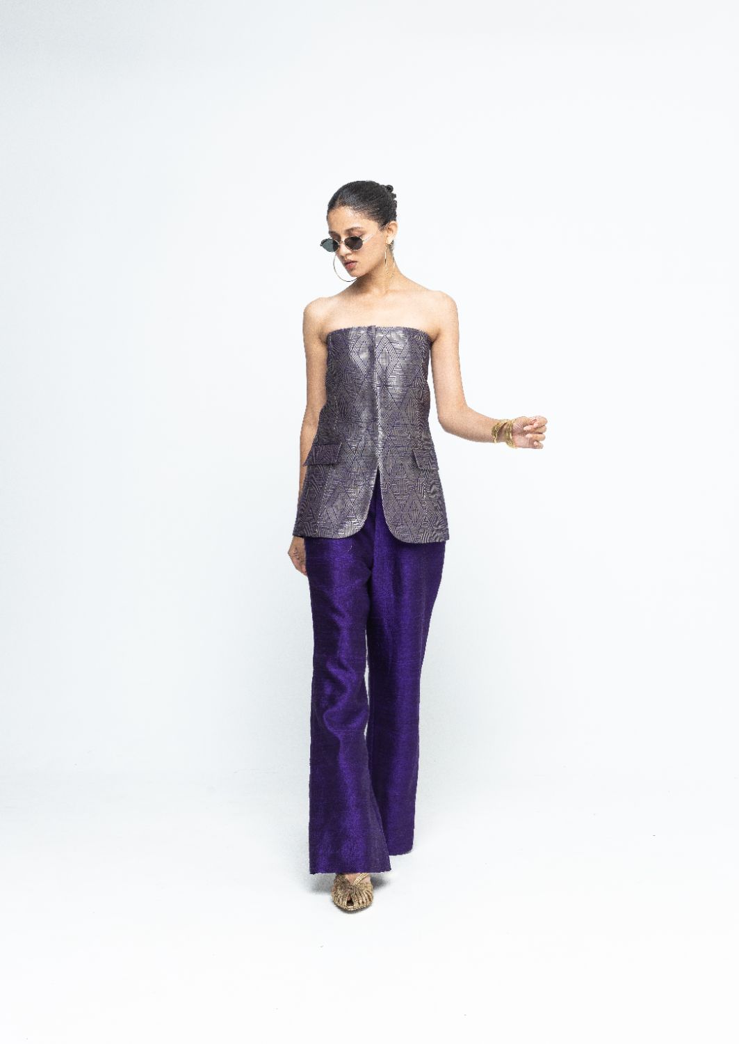 Tiya - Purple Tube Jacket set - Purple