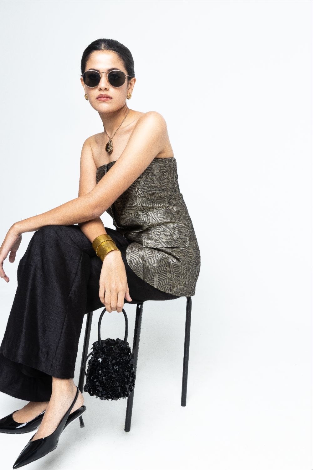 Tiya - Black Tube Jacket set - Black