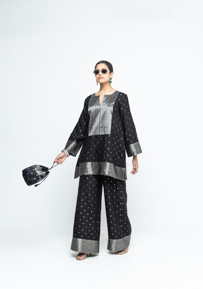 Mehak -  Black Butti Brocade Kurta with Pants - Black