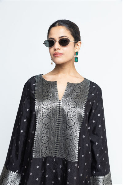 Mehak -  Black Butti Brocade Kurta with Pants - Black