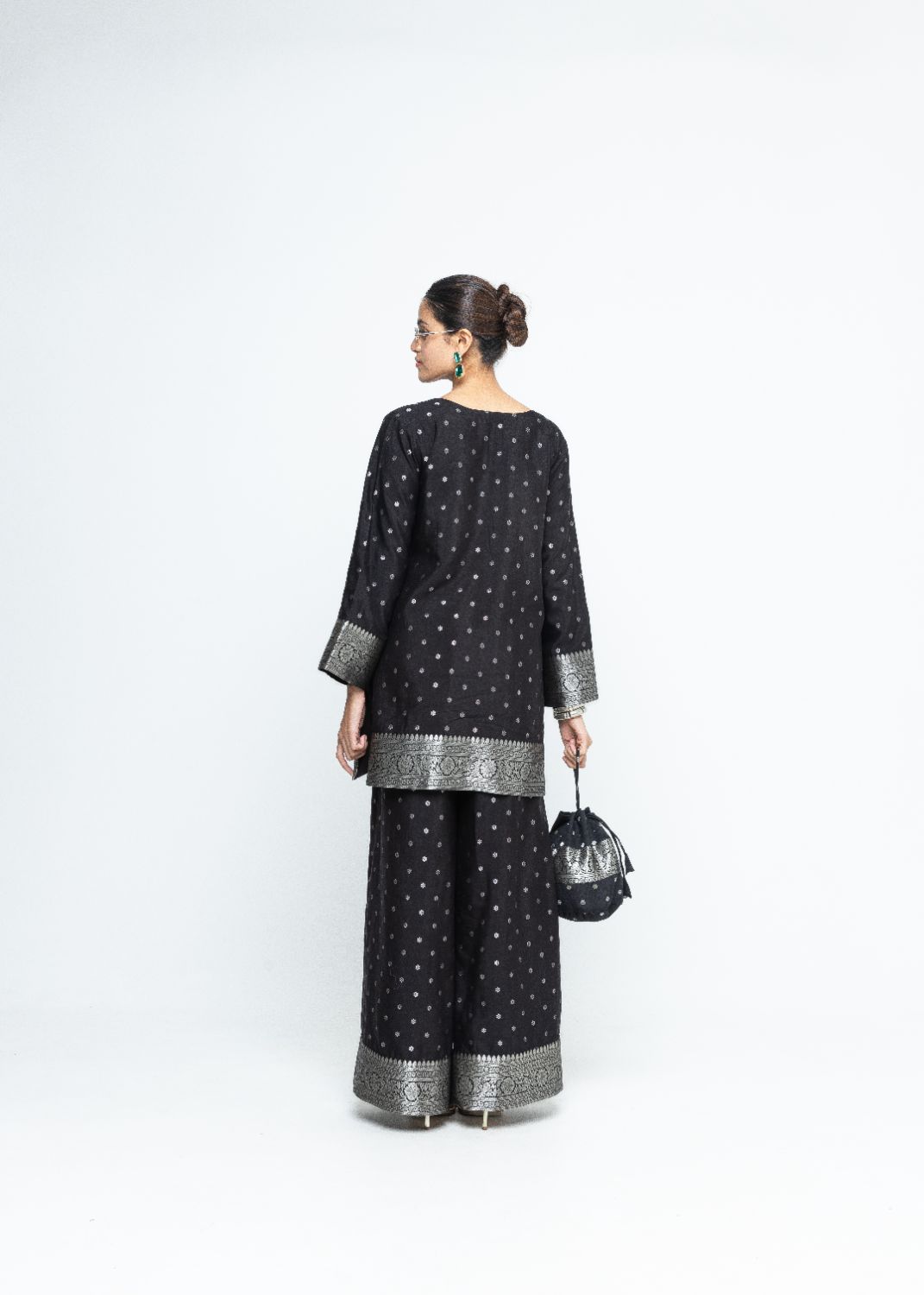 Mehak -  Black Butti Brocade Kurta with Pants - Black