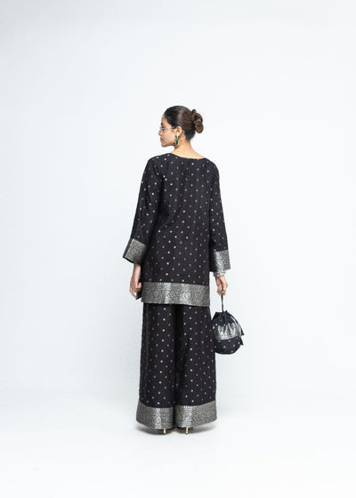 Mehak -  Black Butti Brocade Kurta with Pants - Black
