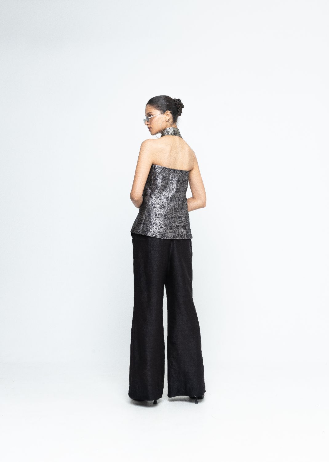 Dela - Strapless Brocade Top and Pants - Black