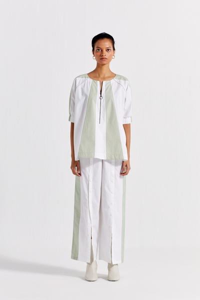 PANELLED TOP - MINT + WHITE