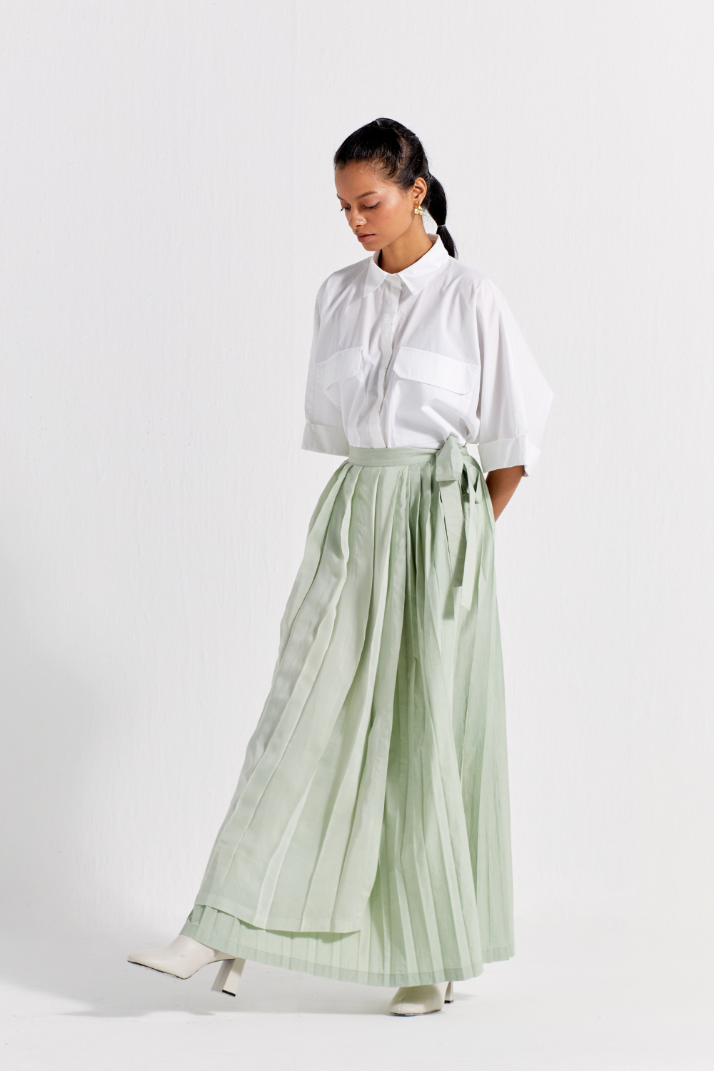 ASYMMETRIC PLEAT SKIRT CO-ORD ( SET OF 2 )