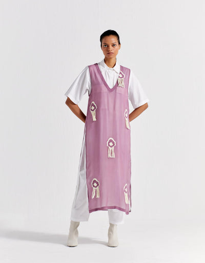 V NECK FRINGE OVERLAY CO-ORD ( SET OF 3 )