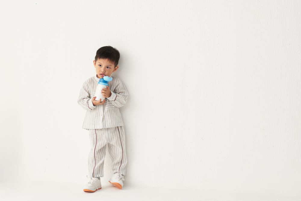 KIDS BAND COLLAR SHIRT- BLUE/STRIPE