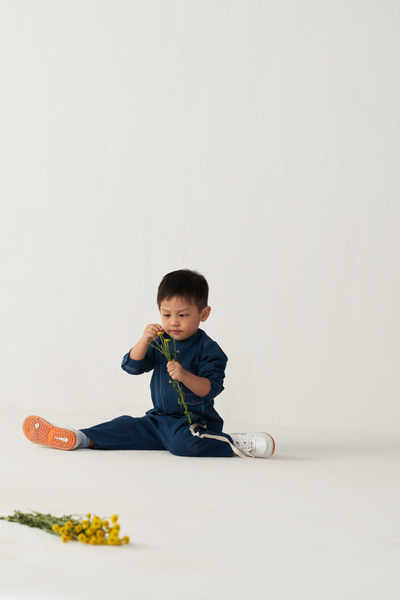 KIDS DOUBLE PATCH POCKET SHIRT CO-ORD-INDIGO